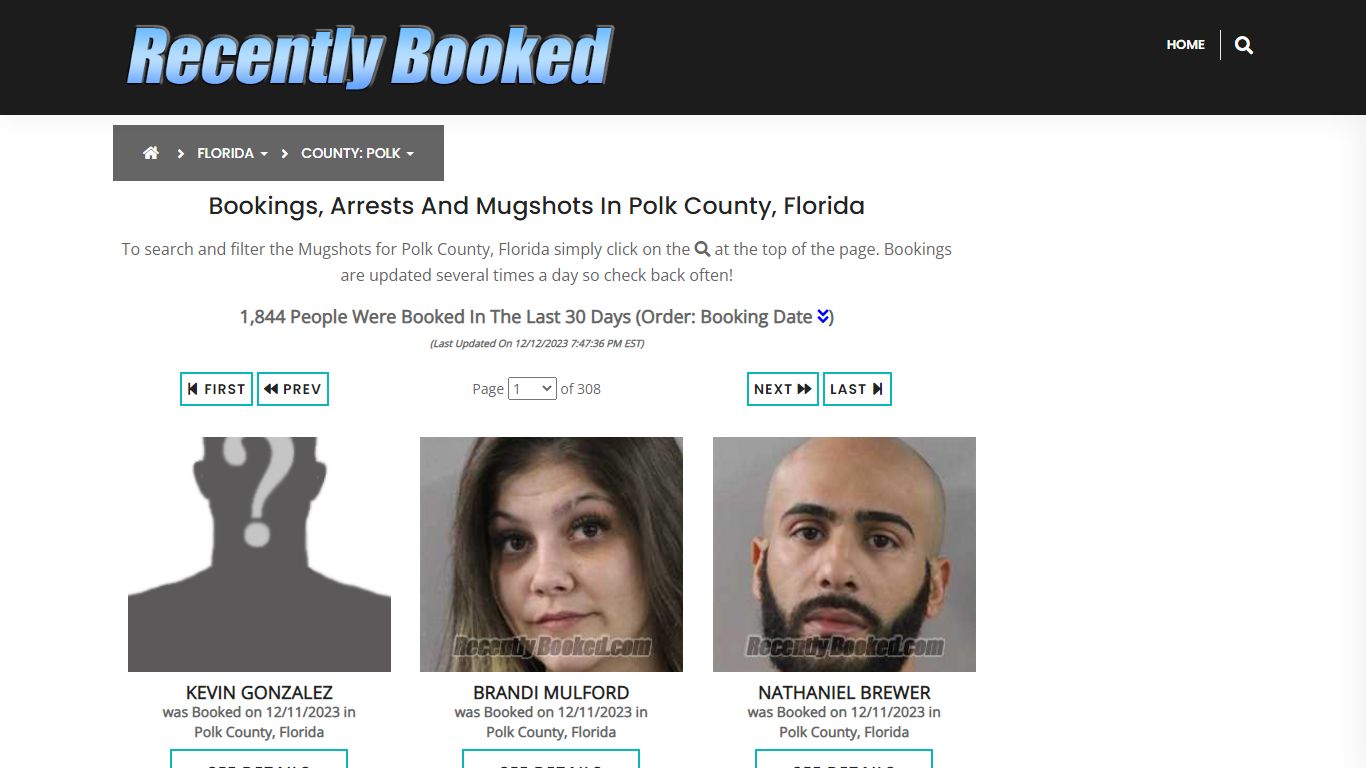 Recent bookings, Arrests, Mugshots in Polk County, Florida